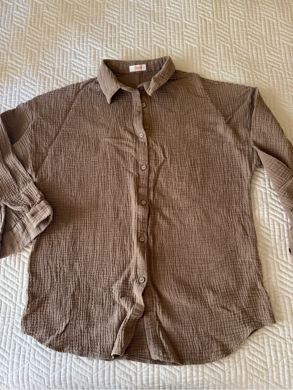100% cotton Muslin Shirt in Taupe - Picture 2 of 6